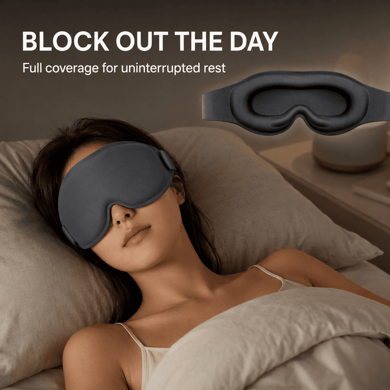 Light-blocking 3D sleep mask for comfortable nighttime rest