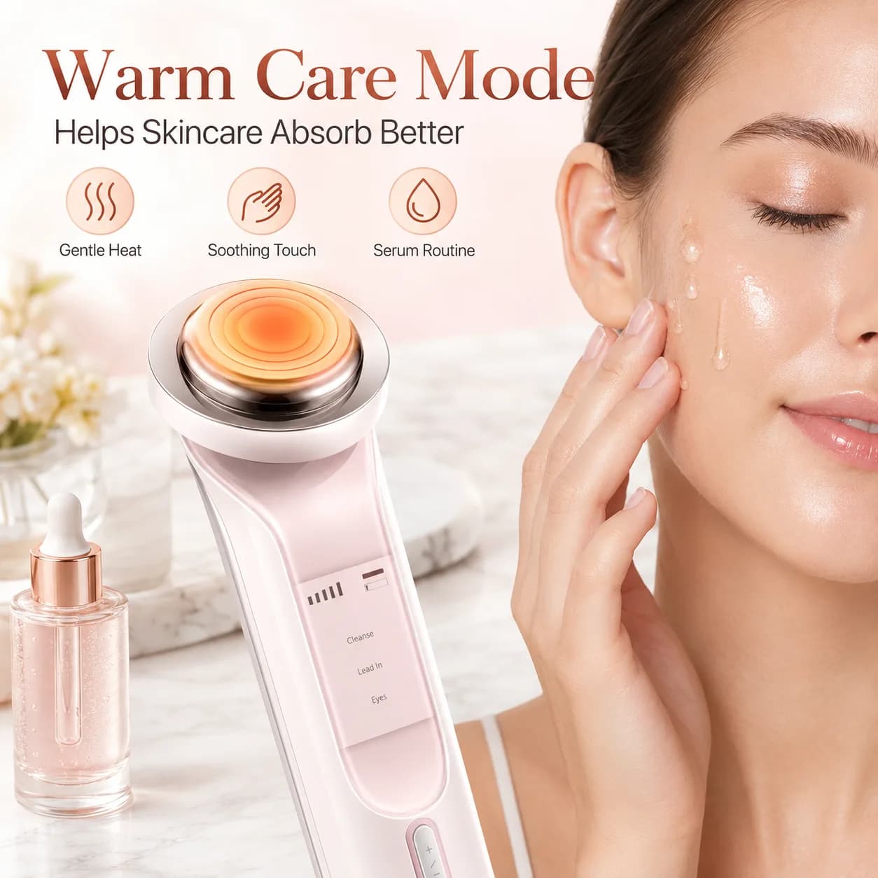 KD9960 Facial Beauty Device warm care mode with serum routine